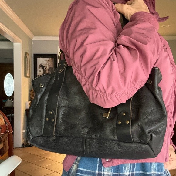 Vintage Y2K shoulder bag Black Leather Fossil Bag M Bag Real Leather. - Picture 12 of 14